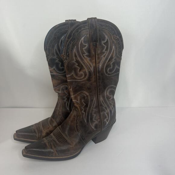 Rustic Western Leather Ankle Boots - Picture 1 of 12